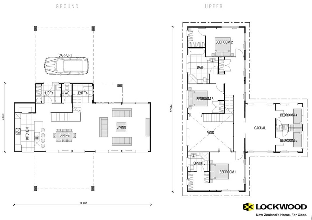 Pinwheel floor plan