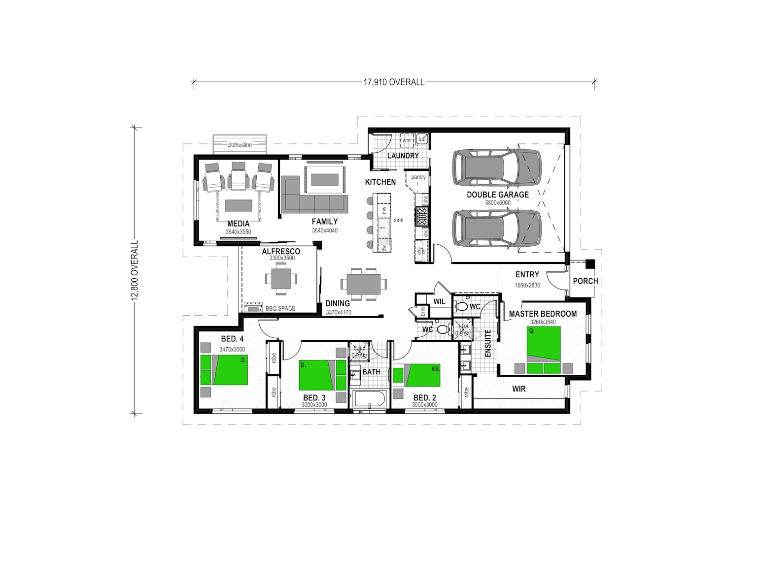4 Bedroom Stunner  floor plan