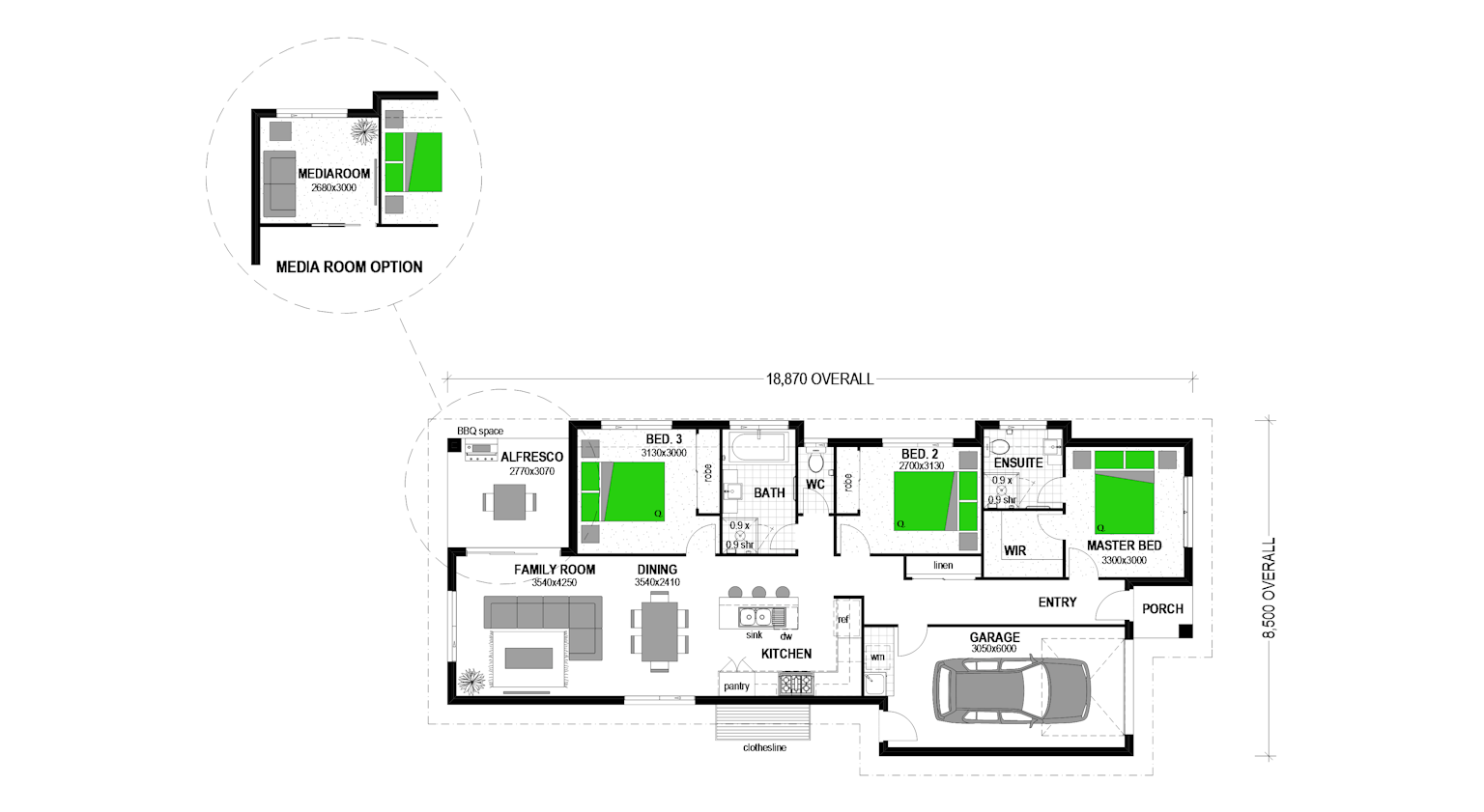 3 Bed 2 Bath in Central Location floor plan